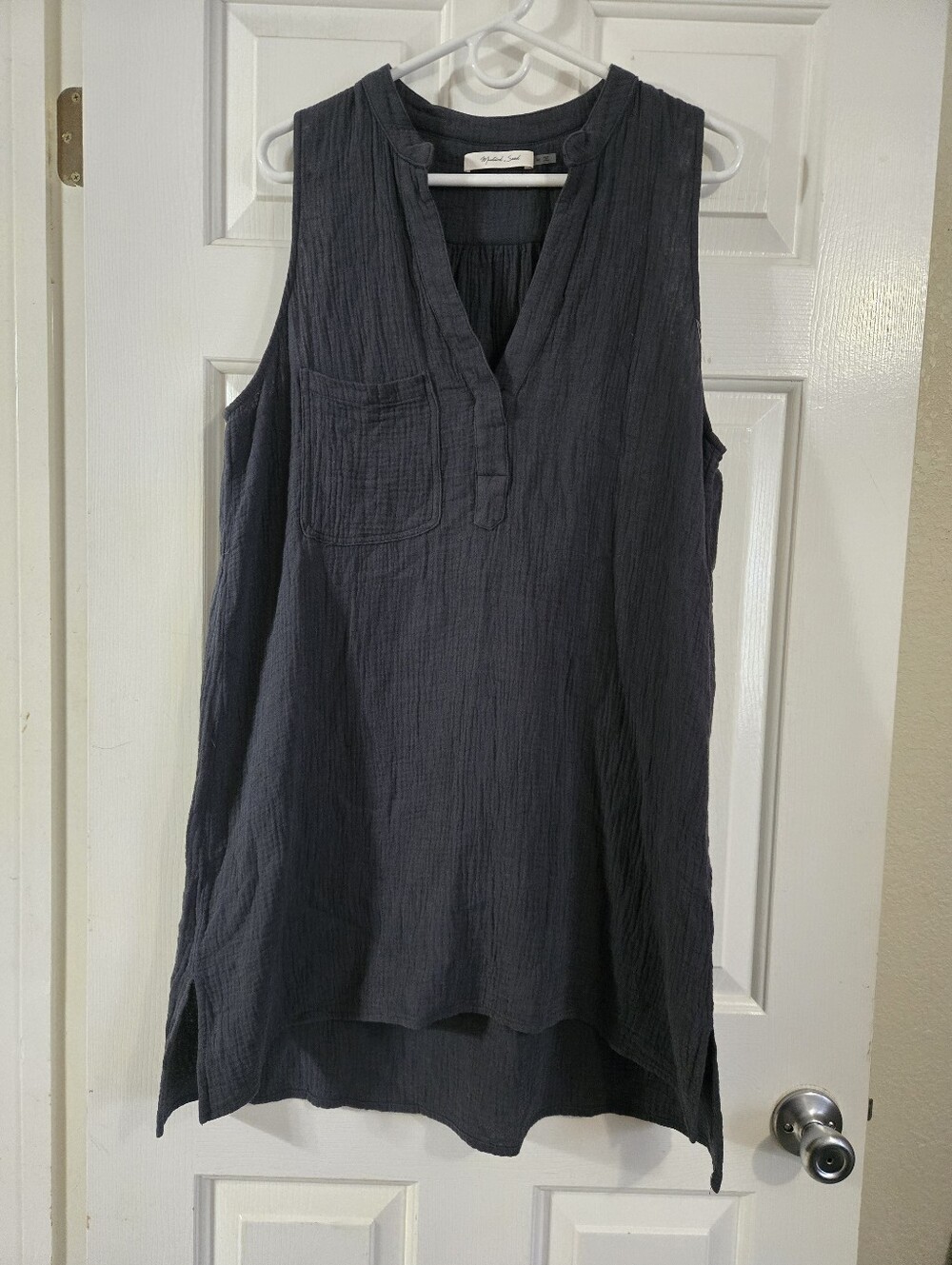 Mustard Seed Charcoal Sleeveless Textured V-Neck Tank dress